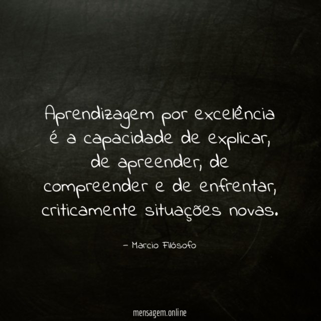 Aprendizagem por excelência é a capacidade de explicar