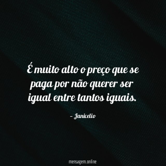 É muito alto o preço que se paga