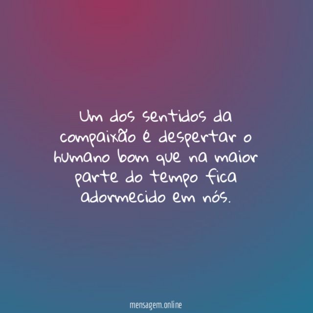 Um dos sentidos da compaixão é despertar