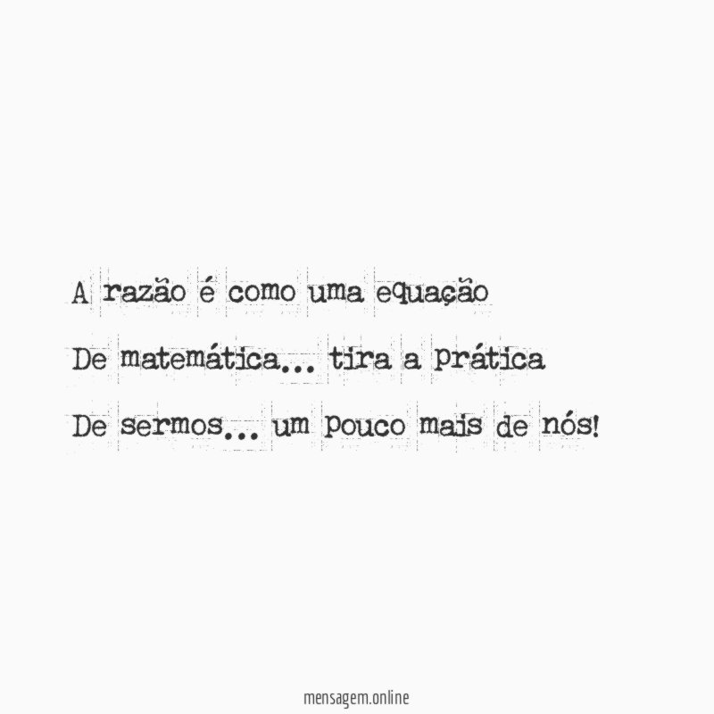 A razão é como uma equação De matemática