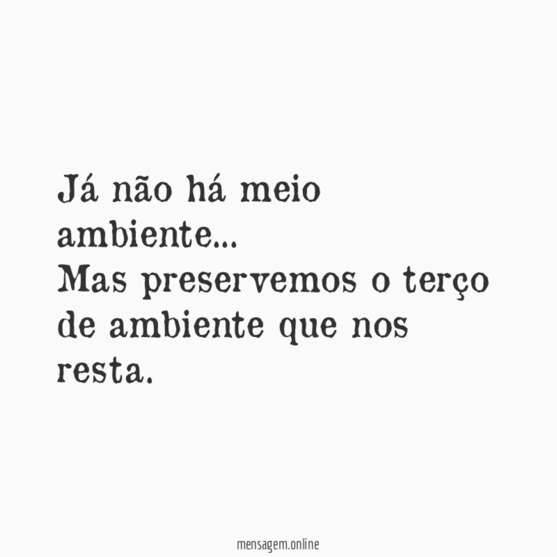 Já não há meio ambiente