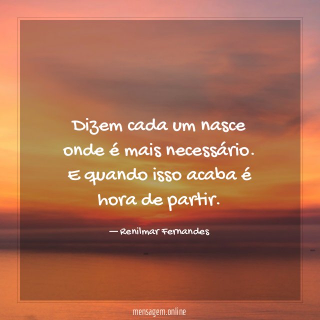 Dizem cada um nasce onde é mais necessário
