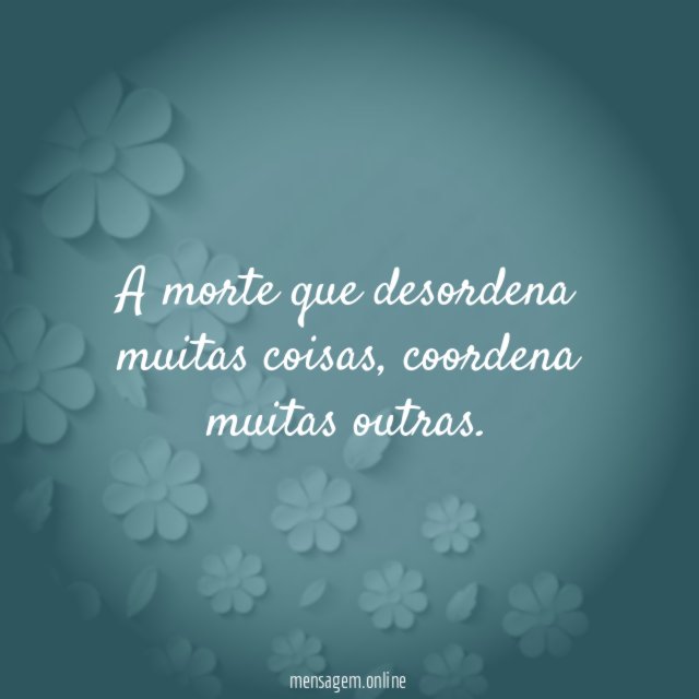 A morte que desordena muitas coisas