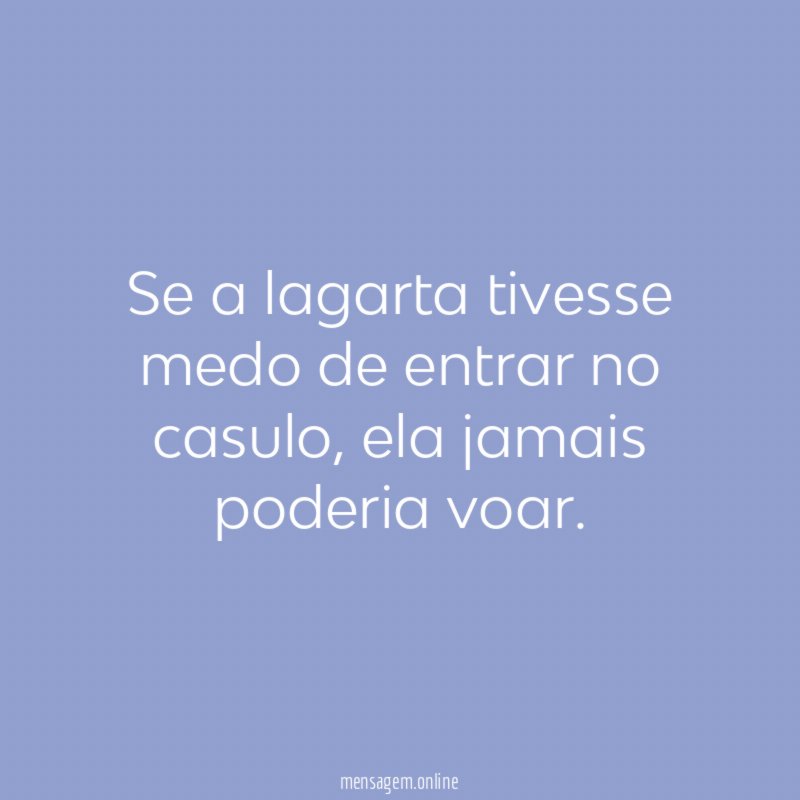 Se a lagarta tivesse medo de entrar no casulo