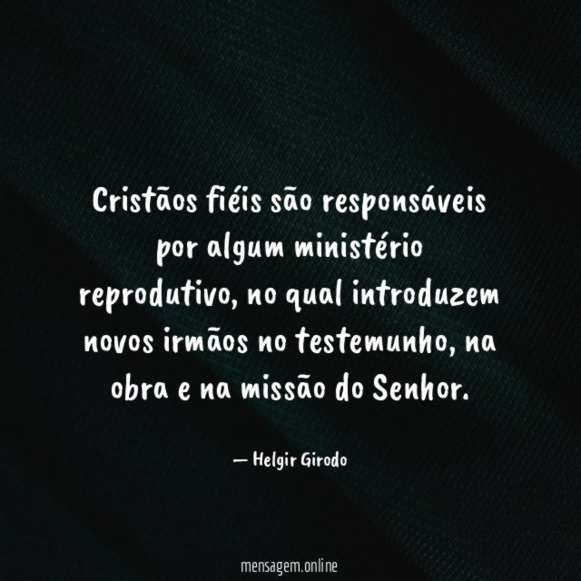 Cristãos fiéis são responsáveis por algum ministério reprodutivo