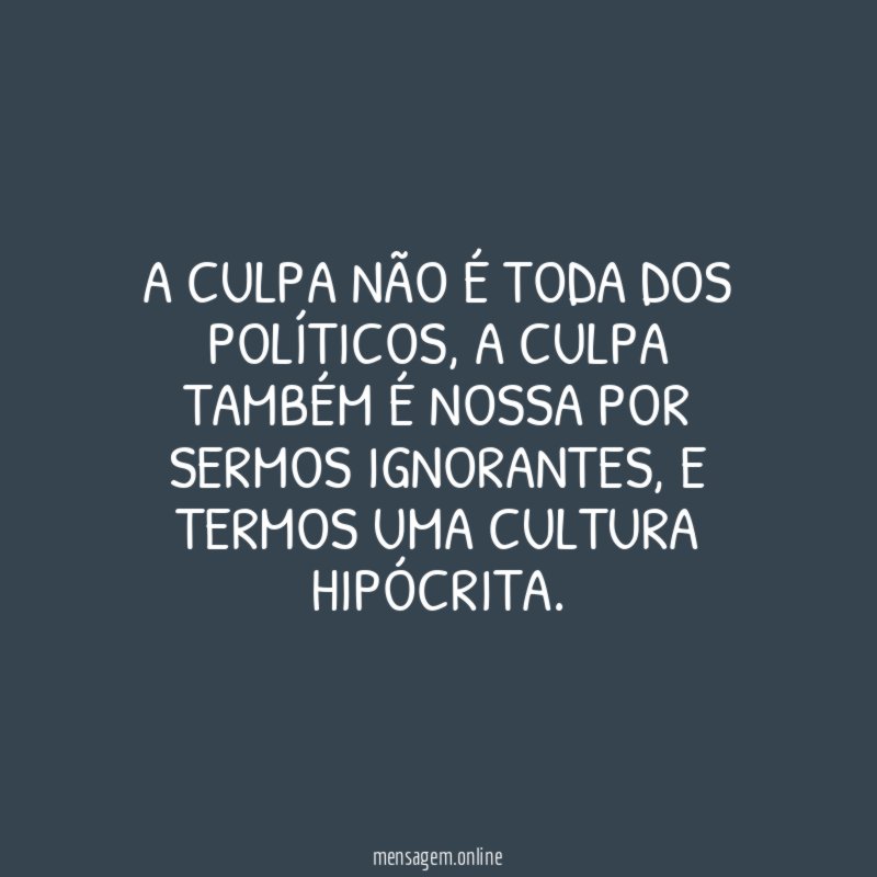 A CULPA NÃO É TODA DOS POLÍTICOS