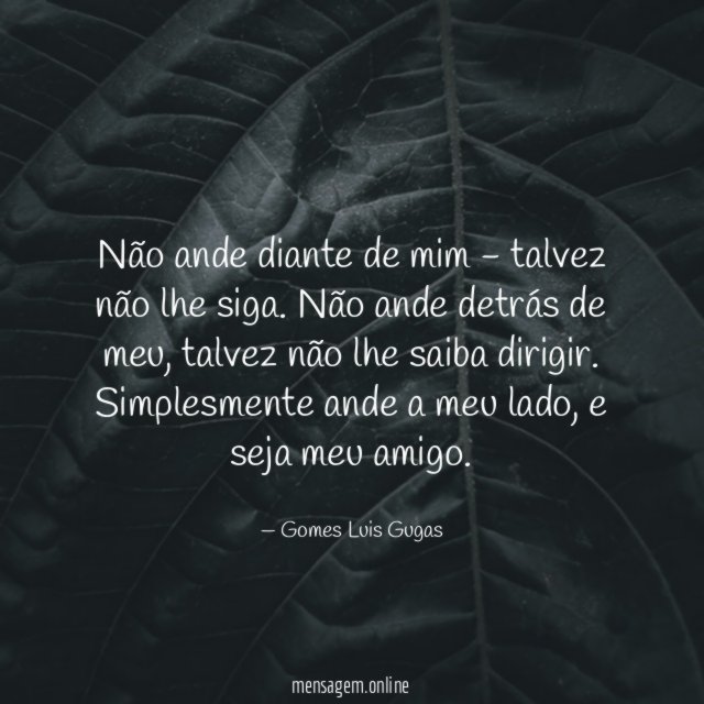 Não ande diante de mim - talvez não lhe siga
