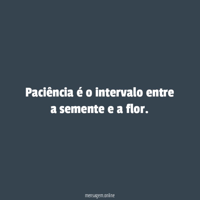Paciência é o intervalo entre a semente e a flor