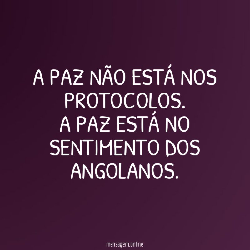 A Paz não está nos protocolos