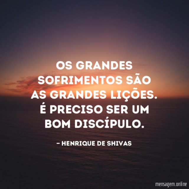 Os grandes sofrimentos são as grandes lições.
