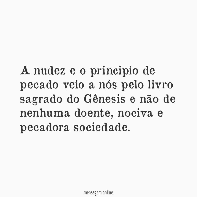 A nudez e o principio de pecado veio