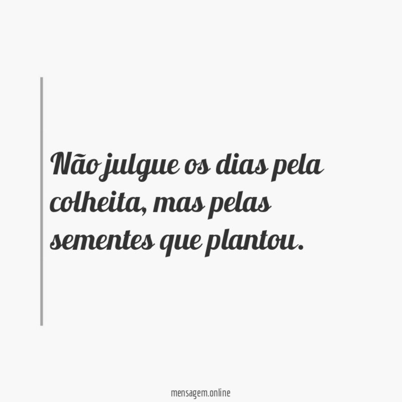 Não julgue os dias pela colheita
