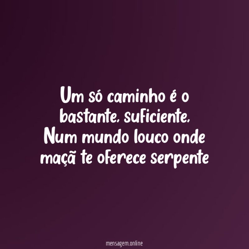 Um só caminho é o bastante