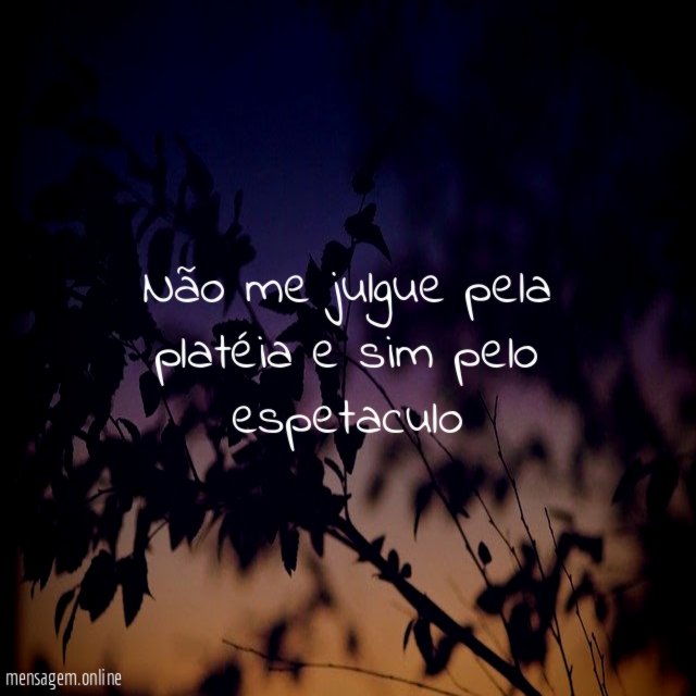 Não me julgue pela platéia e sim pelo espetaculo