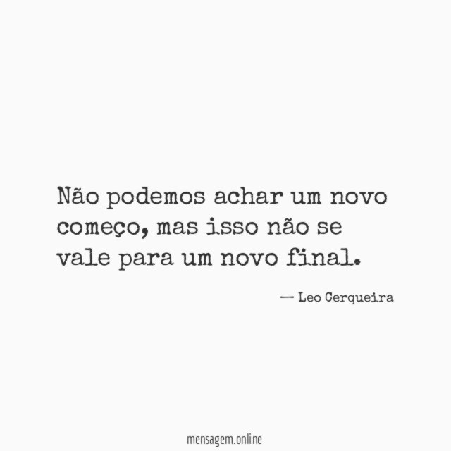 Não podemos achar um novo começo