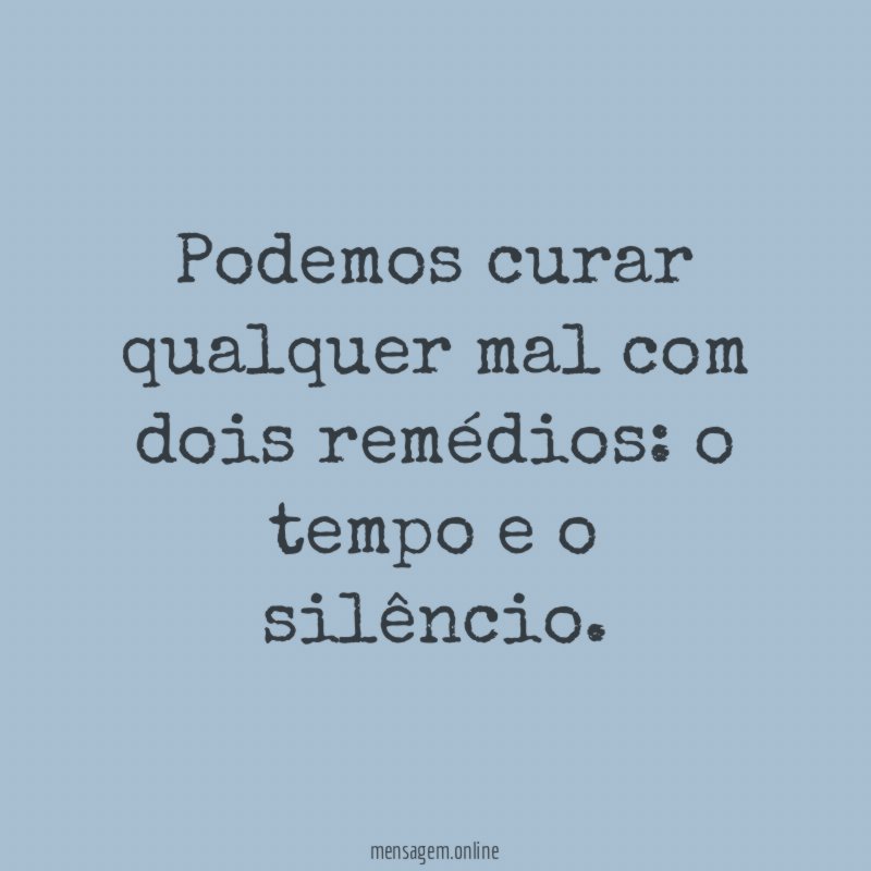Podemos curar qualquer mal com dois remédios