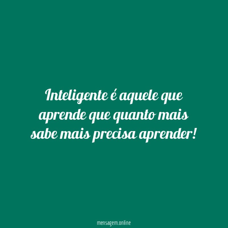Inteligente é aquele que aprende que quanto mais sabe mais precisa aprender