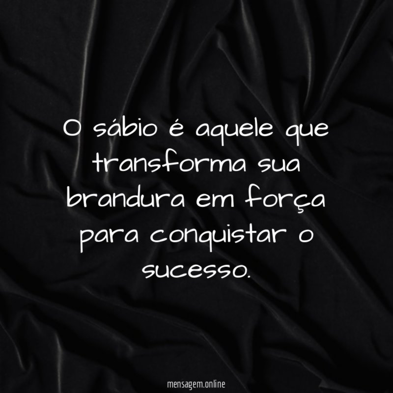 O sábio é aquele que transforma sua brandura