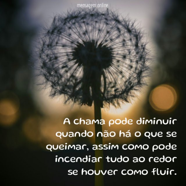 A chama pode diminuir quando não há o que se queimar