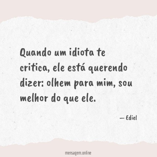 Quando um idiota te critica