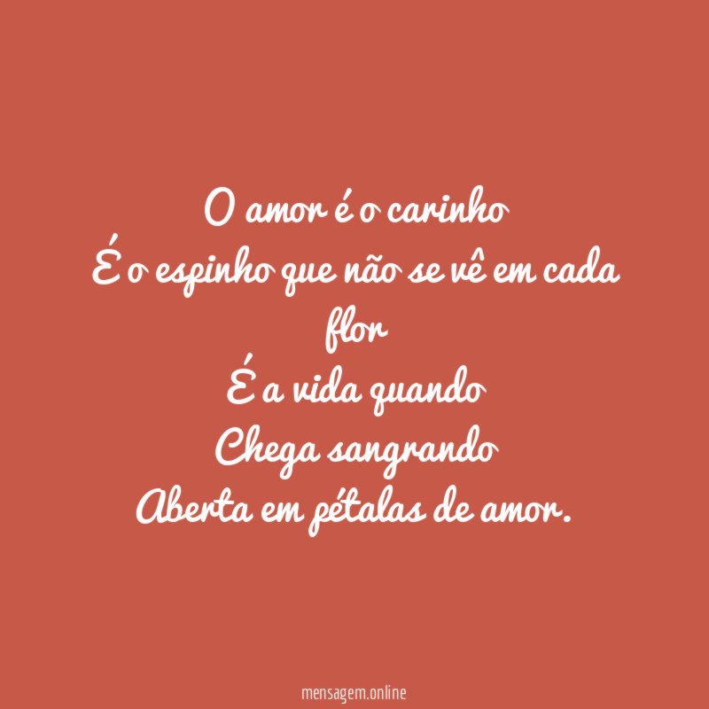 O amor é o carinho É o espinho que