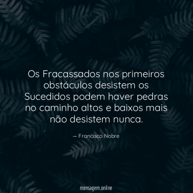Os Fracassados nos primeiros obstáculos desistem os Sucedidos