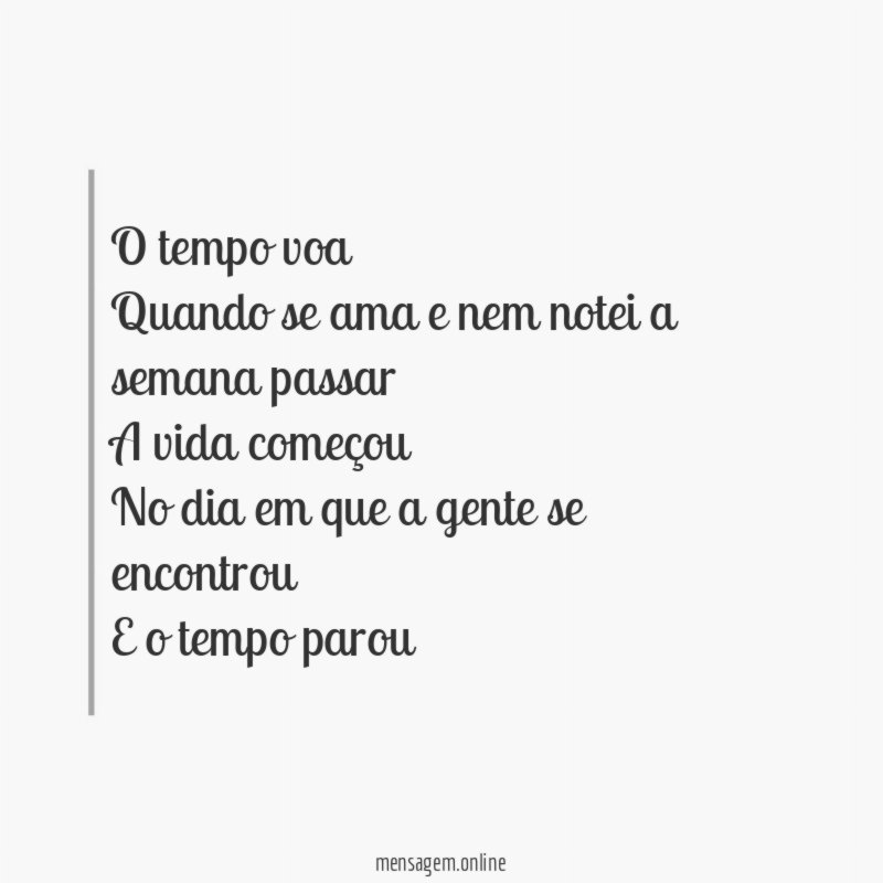 O tempo voa Quando se ama e nem notei