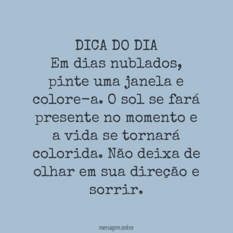 DICA DO DIA
