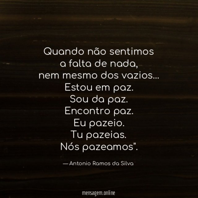 Quando não sentimos a falta de nada