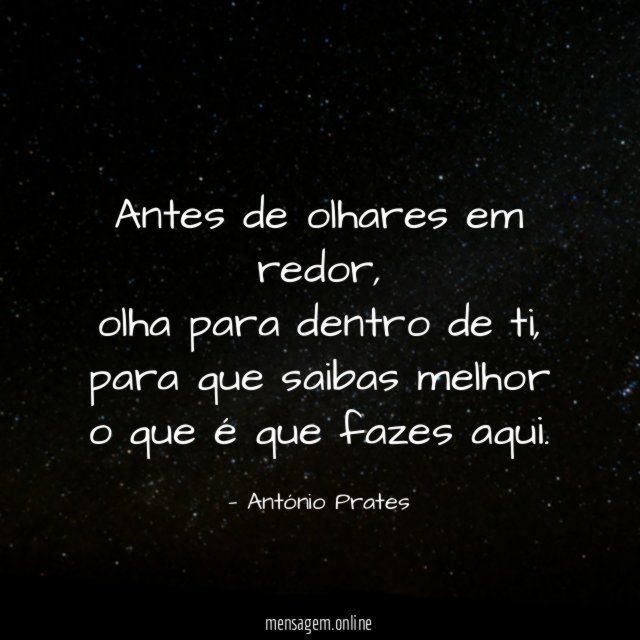 Antes de olhares em redor