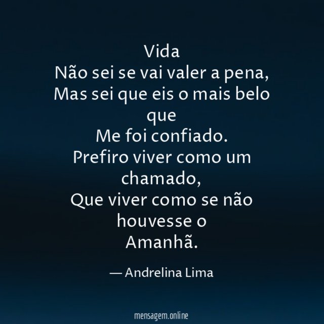Vida Não sei se vai valer a pena