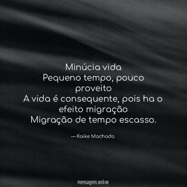 Minúcia vida Pequeno tempo