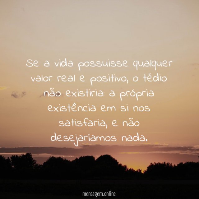 Se a vida possuisse qualquer valor real e positivo