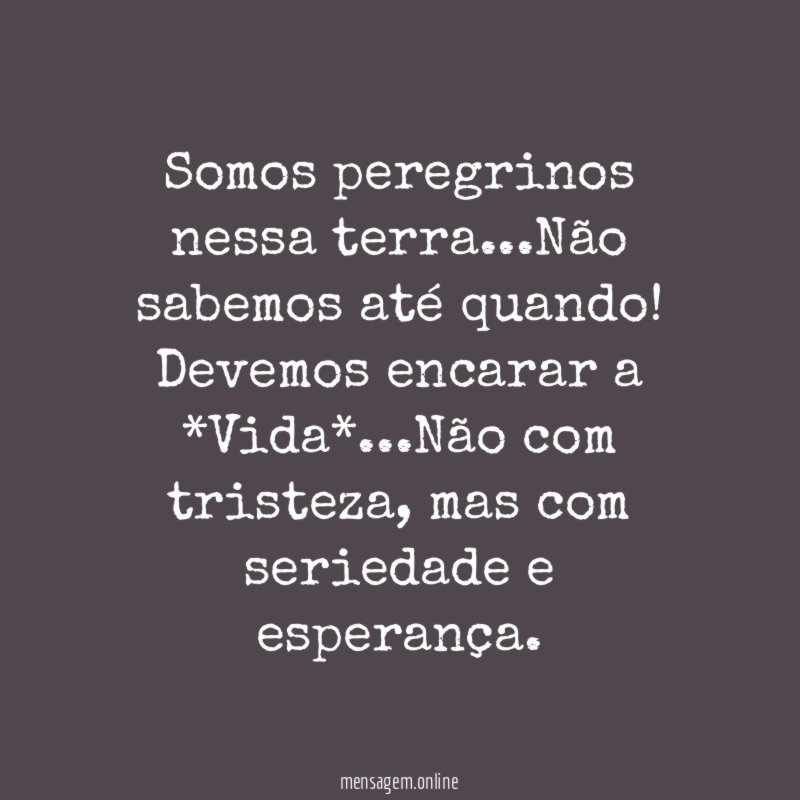 Somos peregrinos nessa terra
