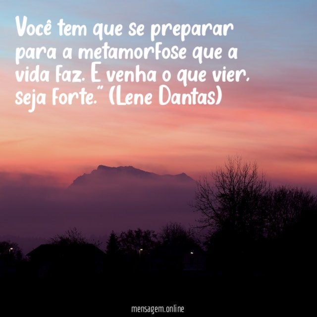 Você tem que se preparar para a metamorfose que a vida faz
