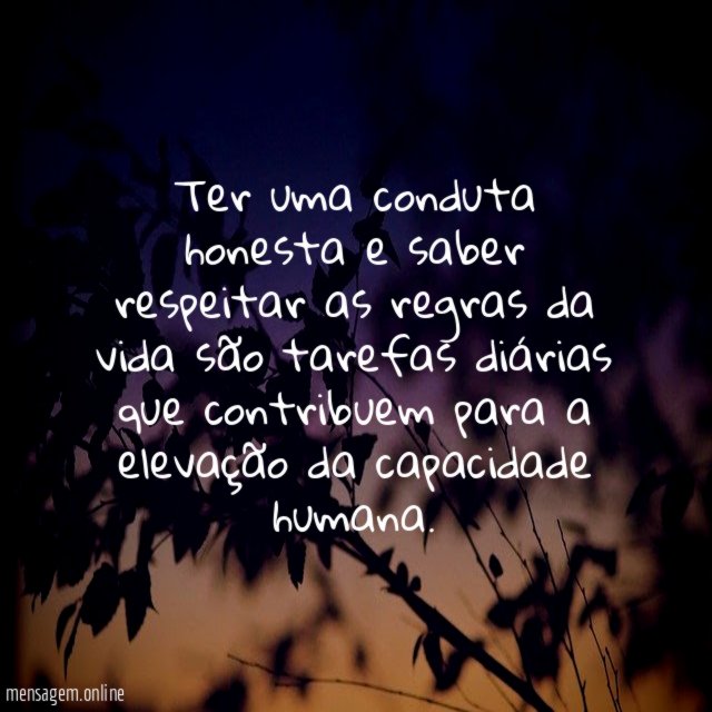 Ter uma conduta honesta e saber respeitar as