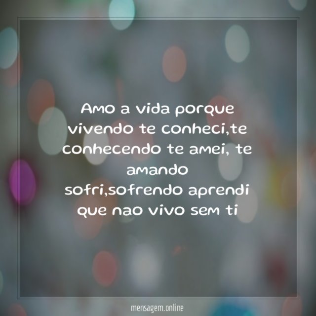 Amo a vida porque vivendo te conheci