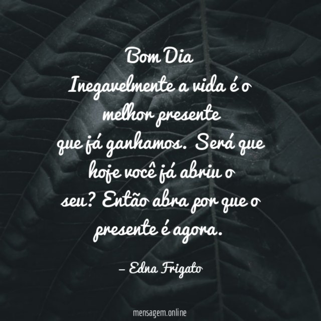 Bom Dia Inegavelmente a vida é o melhor presente que já ganhamos