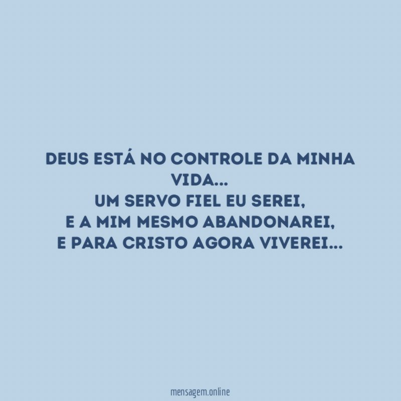 Deus está no controle da minha vida