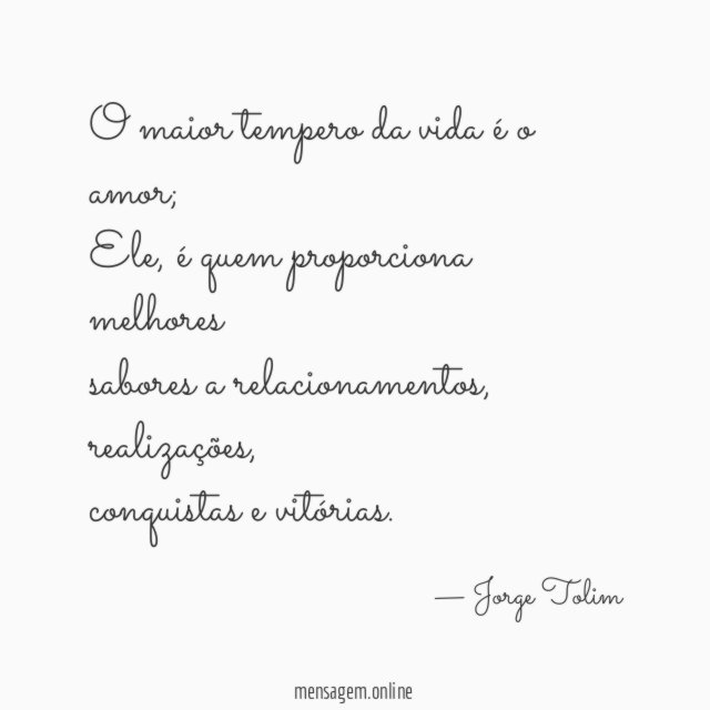 O maior tempero da vida é o amor