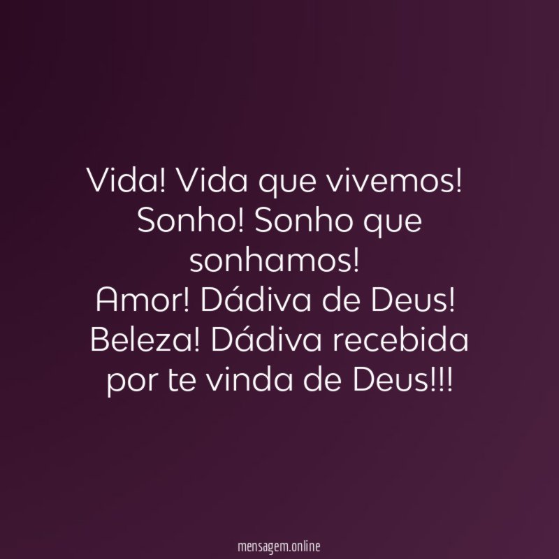 Vida! Vida que vivemos!