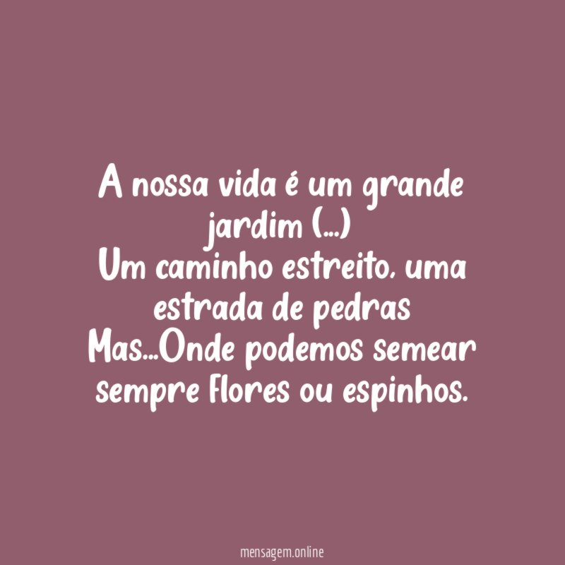 A nossa vida é um grande jardim (