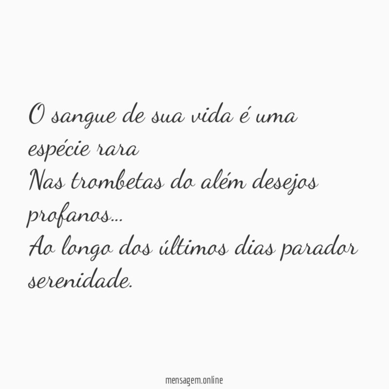 O sangue de sua vida é uma espécie