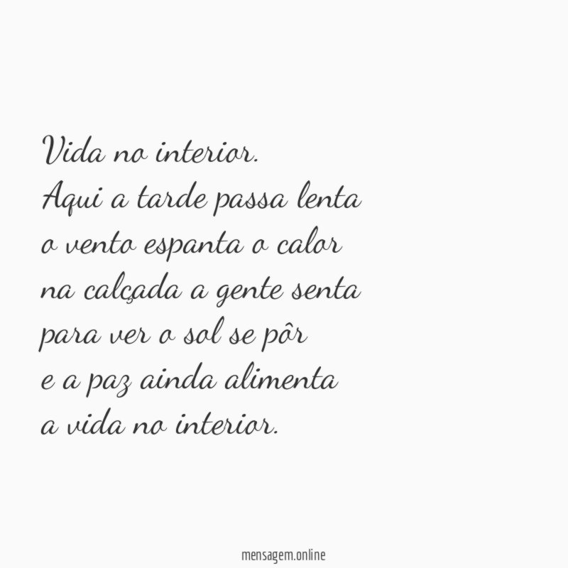Vida no interior.