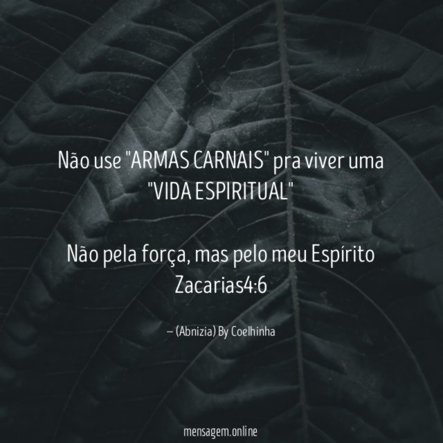 Não use "ARMAS CARNAIS" pra viver uma "VIDA ESPIRITUAL"