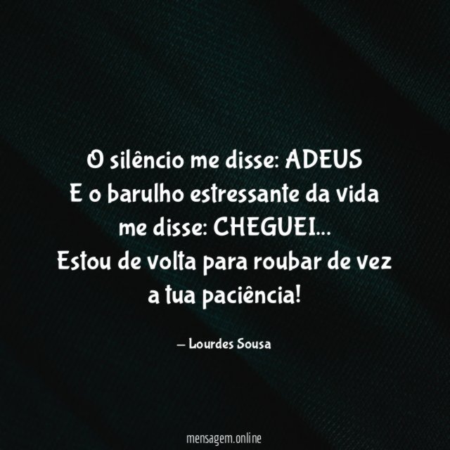 O silêncio me disse