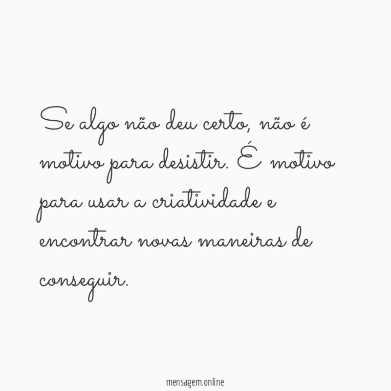 Se algo não deu certo