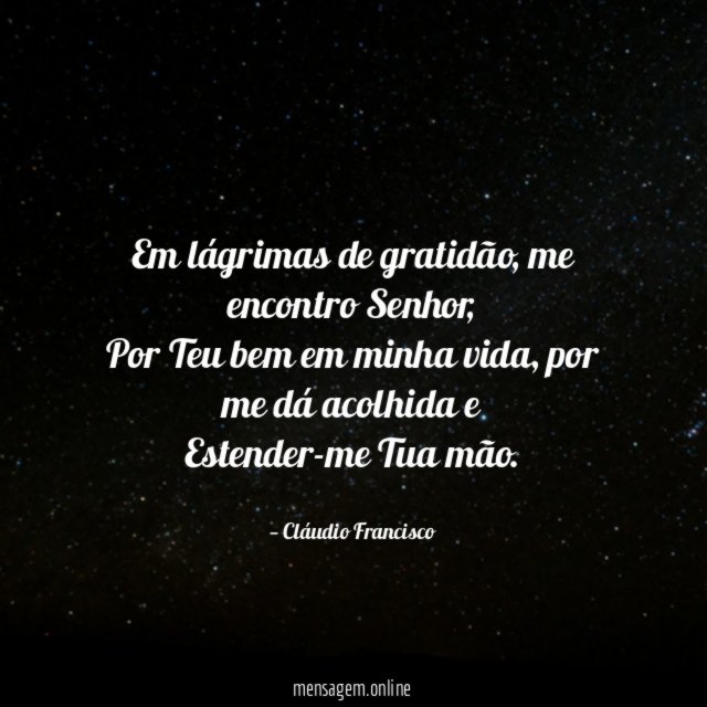 Em lágrimas de gratidão