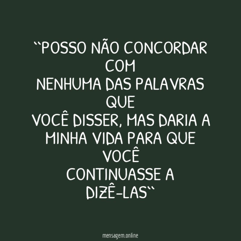 ``POSSO NÃO CONCORDAR COM NENHUMA DAS PALAVRAS QUE VOCÊ DISSER