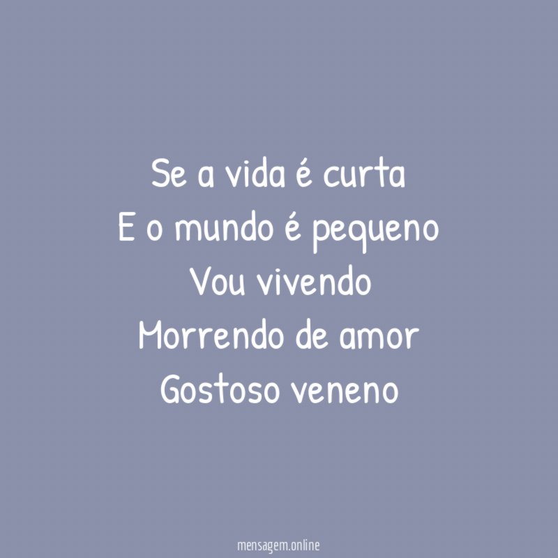 Se a vida é curta E o mundo é